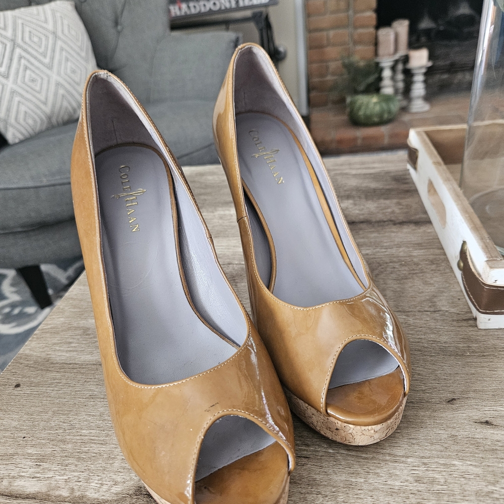 Cole Haan Women's Brown Peep Toe Heels